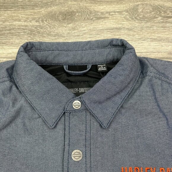 Harley Davidson Motorcycle Riding Shirt Jacket Operative Men's XL Textile Blue - Picture 3 of 16